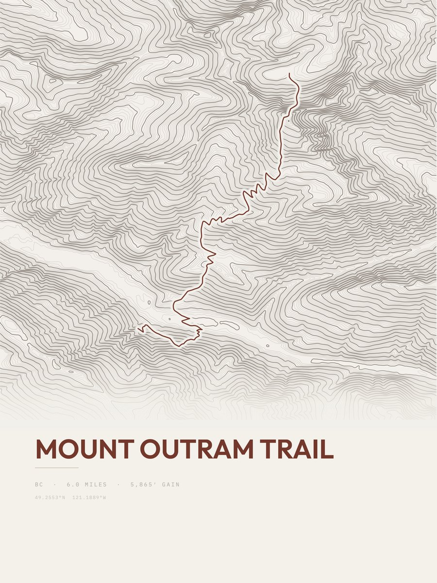 Mount Outram Trail Topographic print