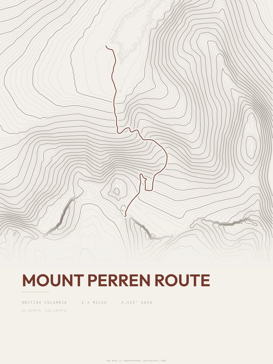 Mount Perren Route Topographic print