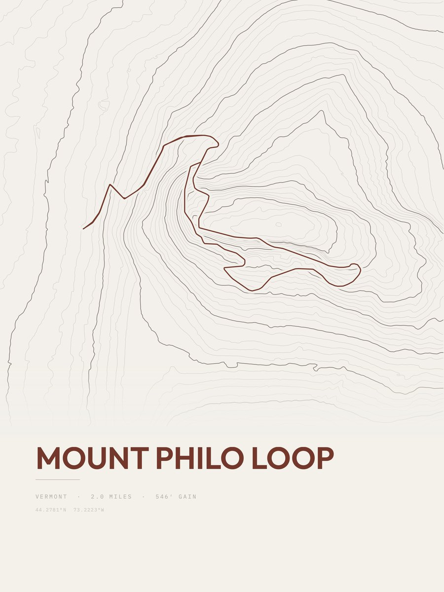 Mount Philo Loop Topographic print