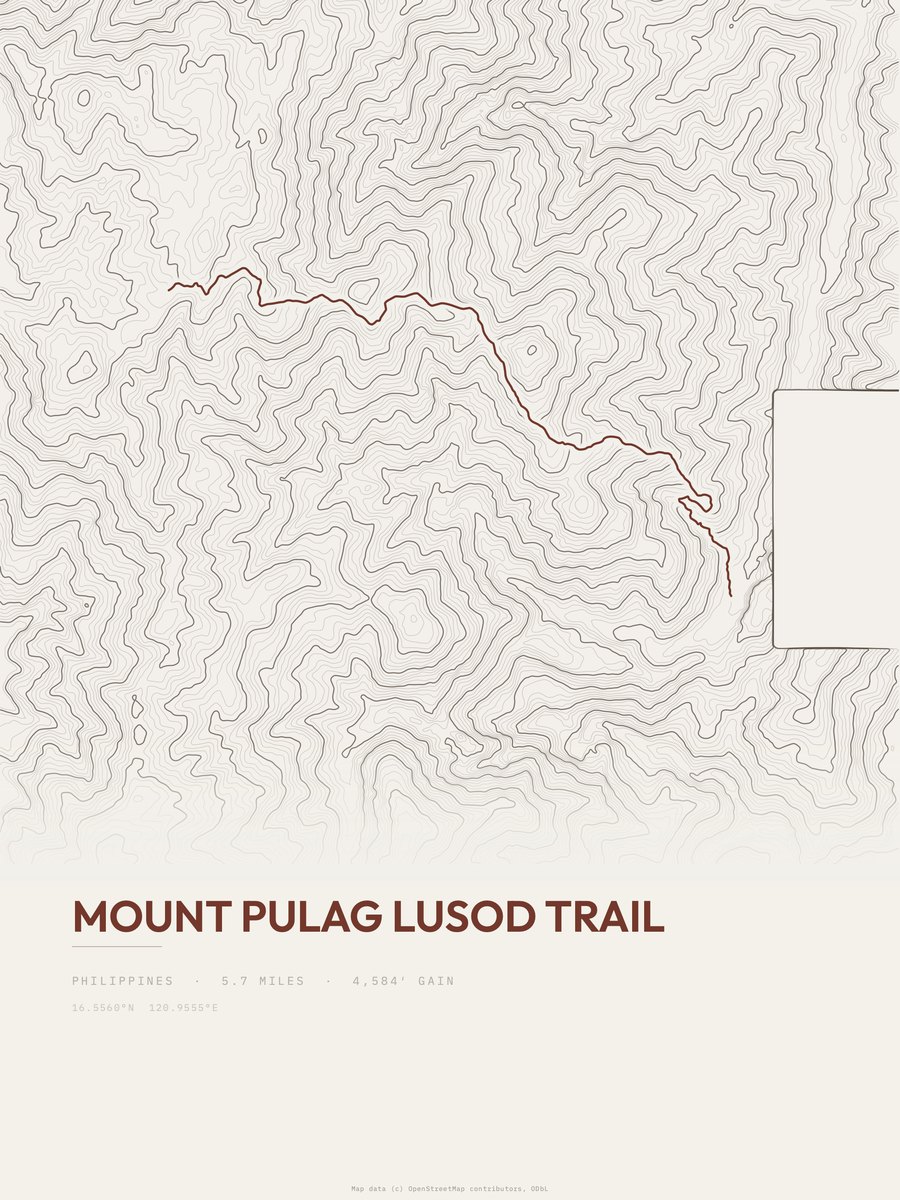 Mount Pulag Lusod Trail topographic trail print