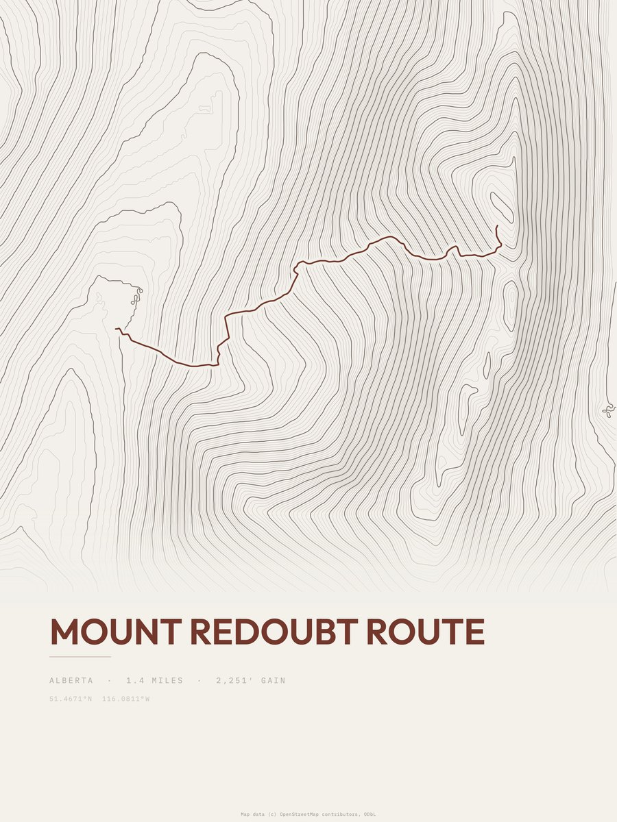 Mount Redoubt Route Topographic print