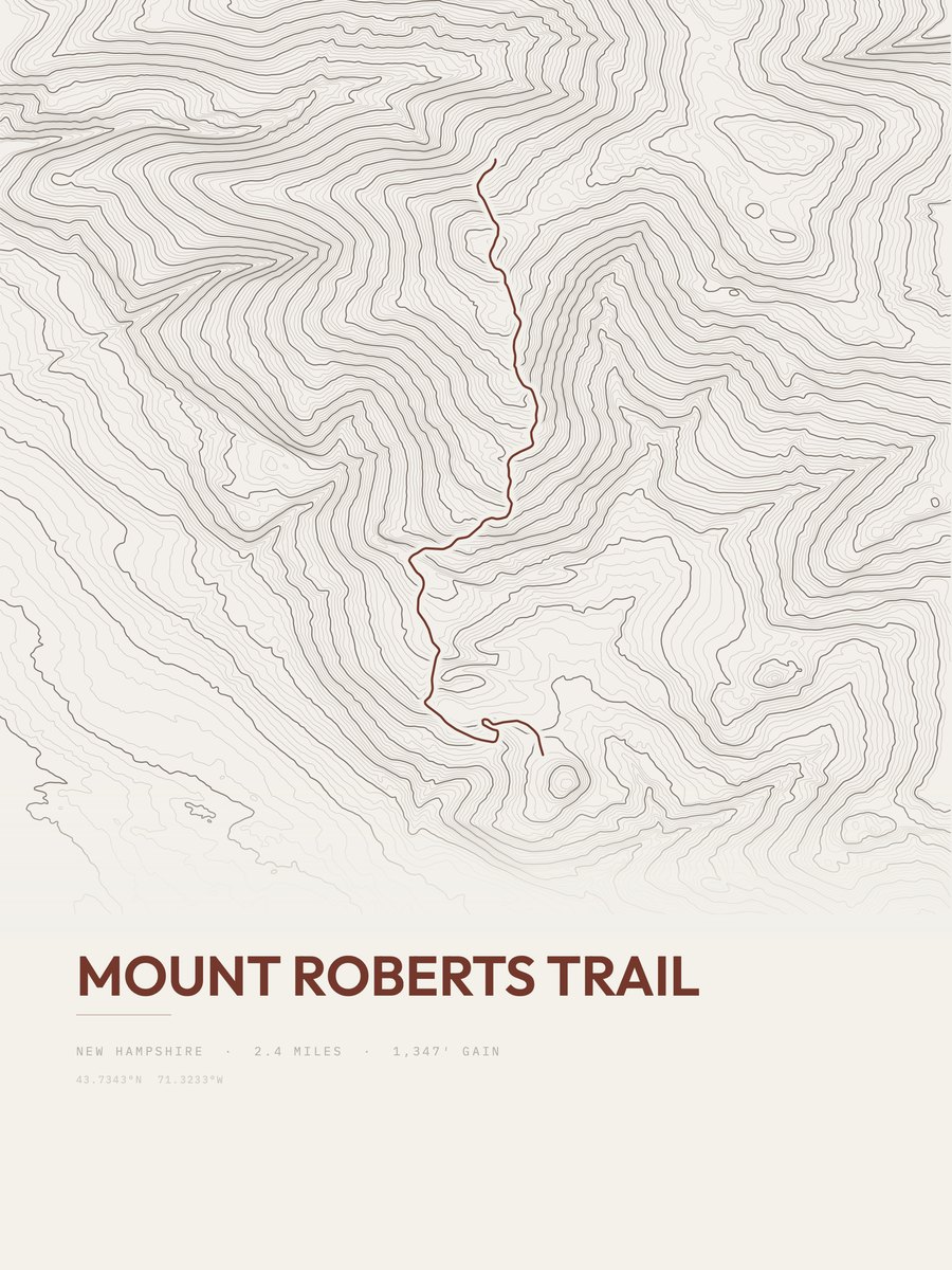 Mount Roberts Trail topographic trail print
