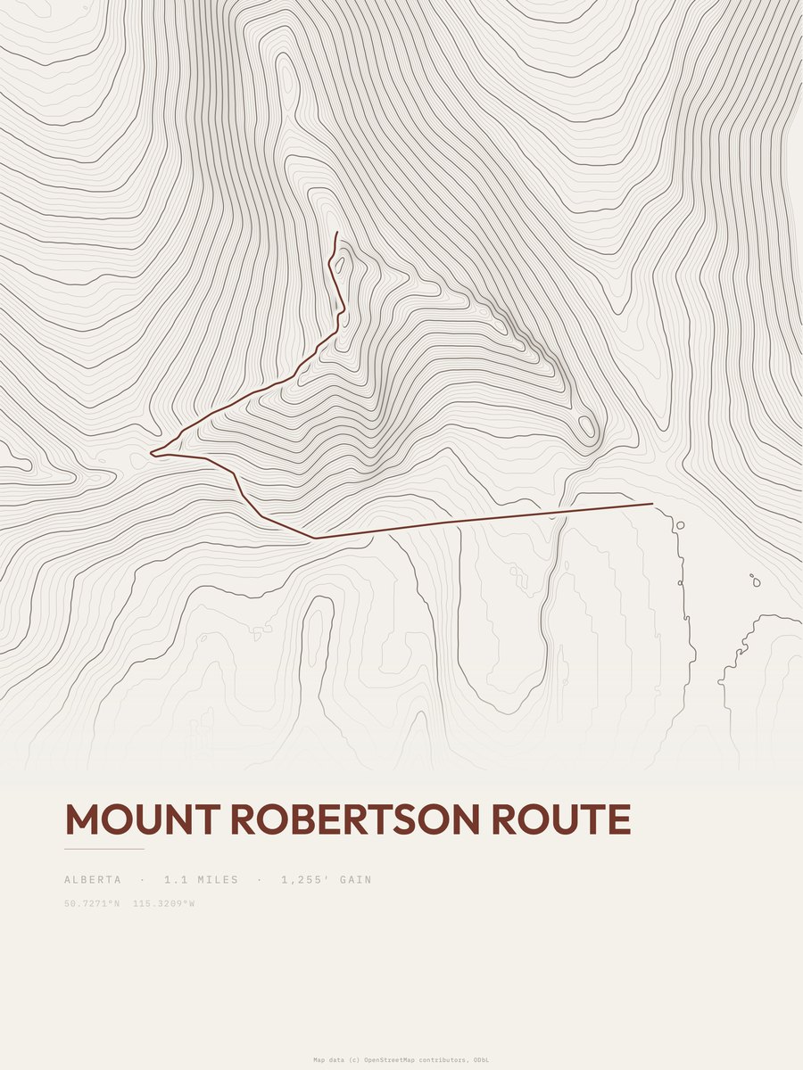 Mount Robertson Route Topographic print