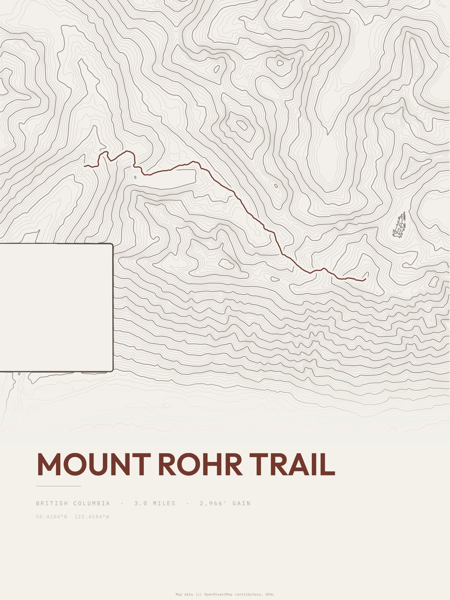 Mount Rohr Trail Topographic print