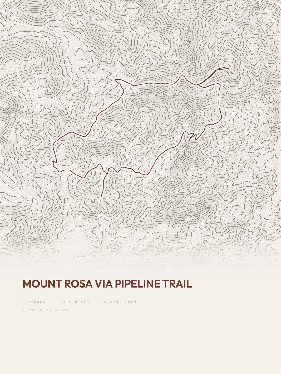 Mount Rosa topographic trail print