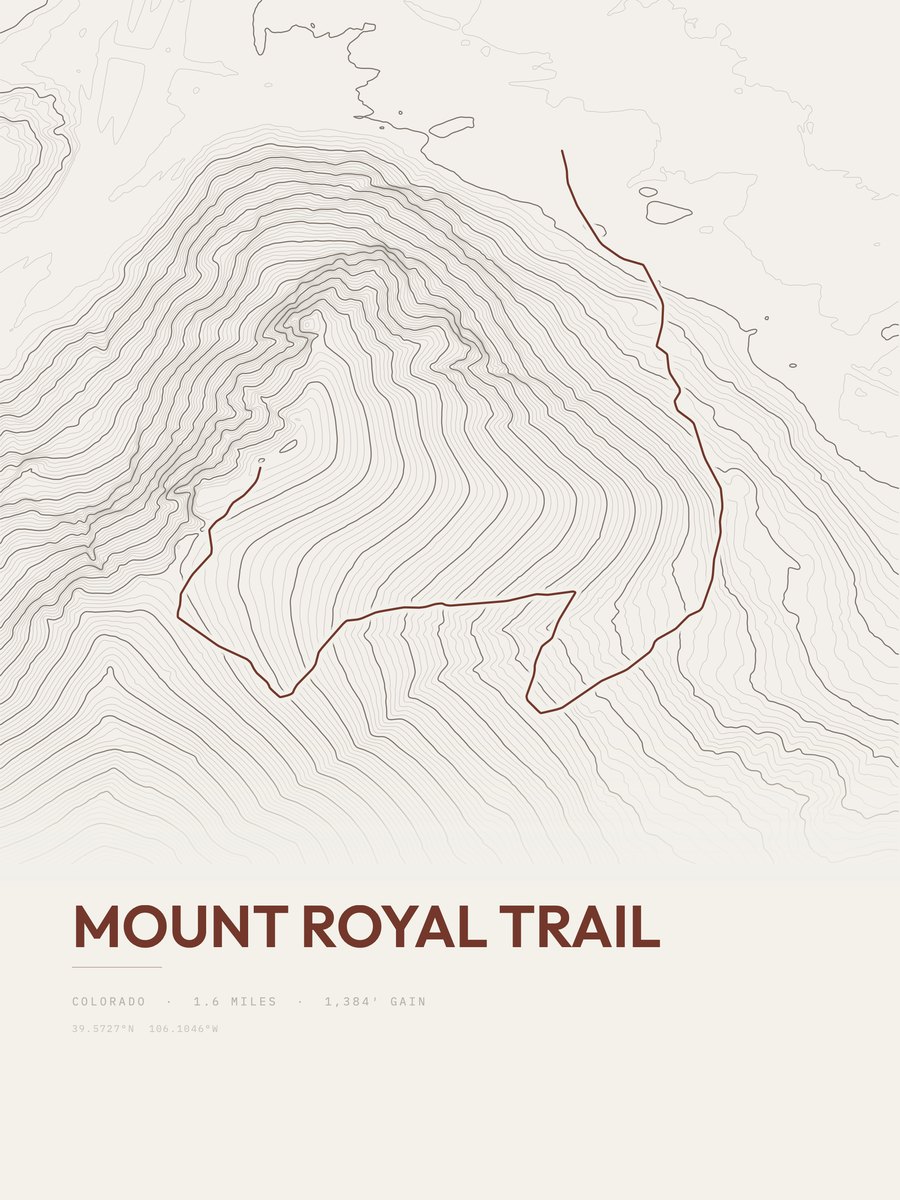 Mount Royal Trail Topographic print