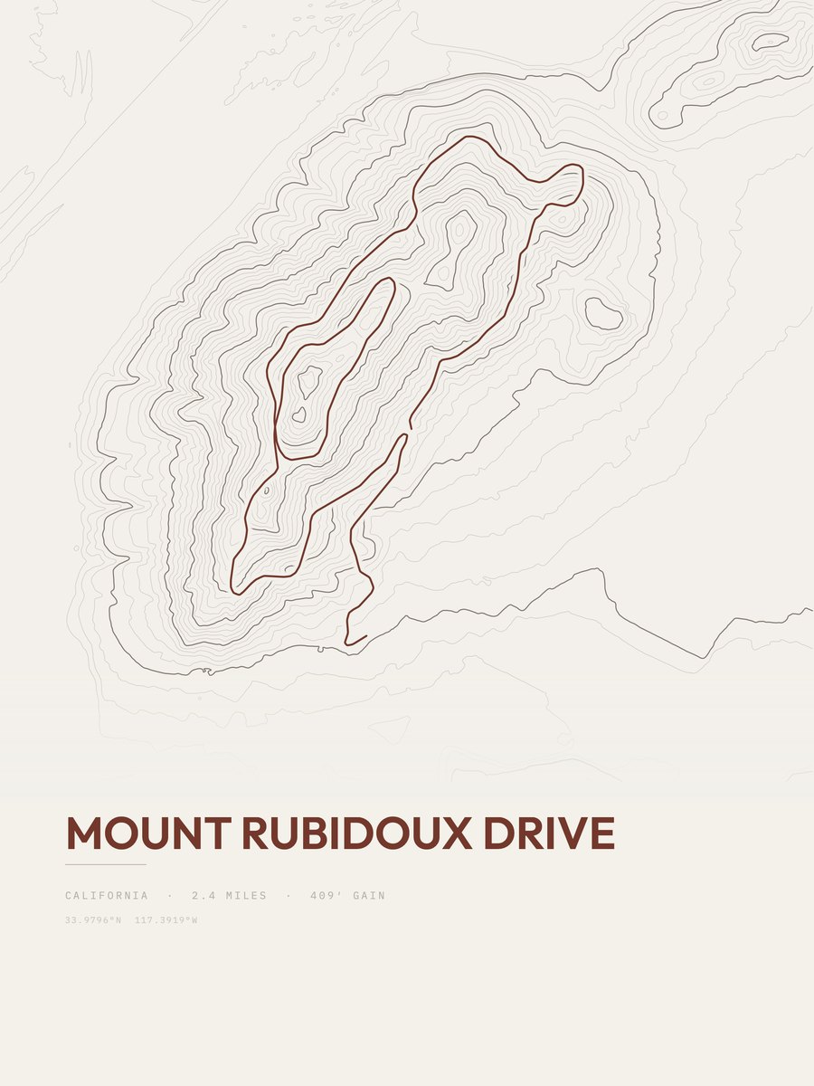 Mount Rubidoux Drive Topographic print