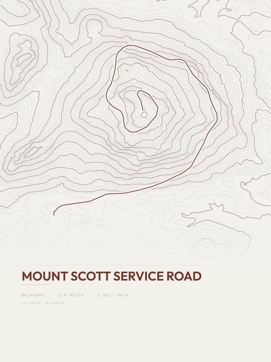 Mount Scott Service Road topographic trail print