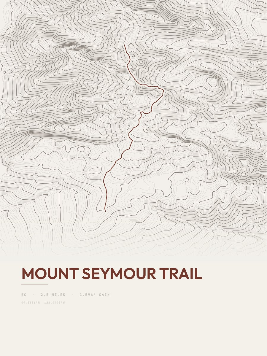 Mount Seymour Trail topographic trail print
