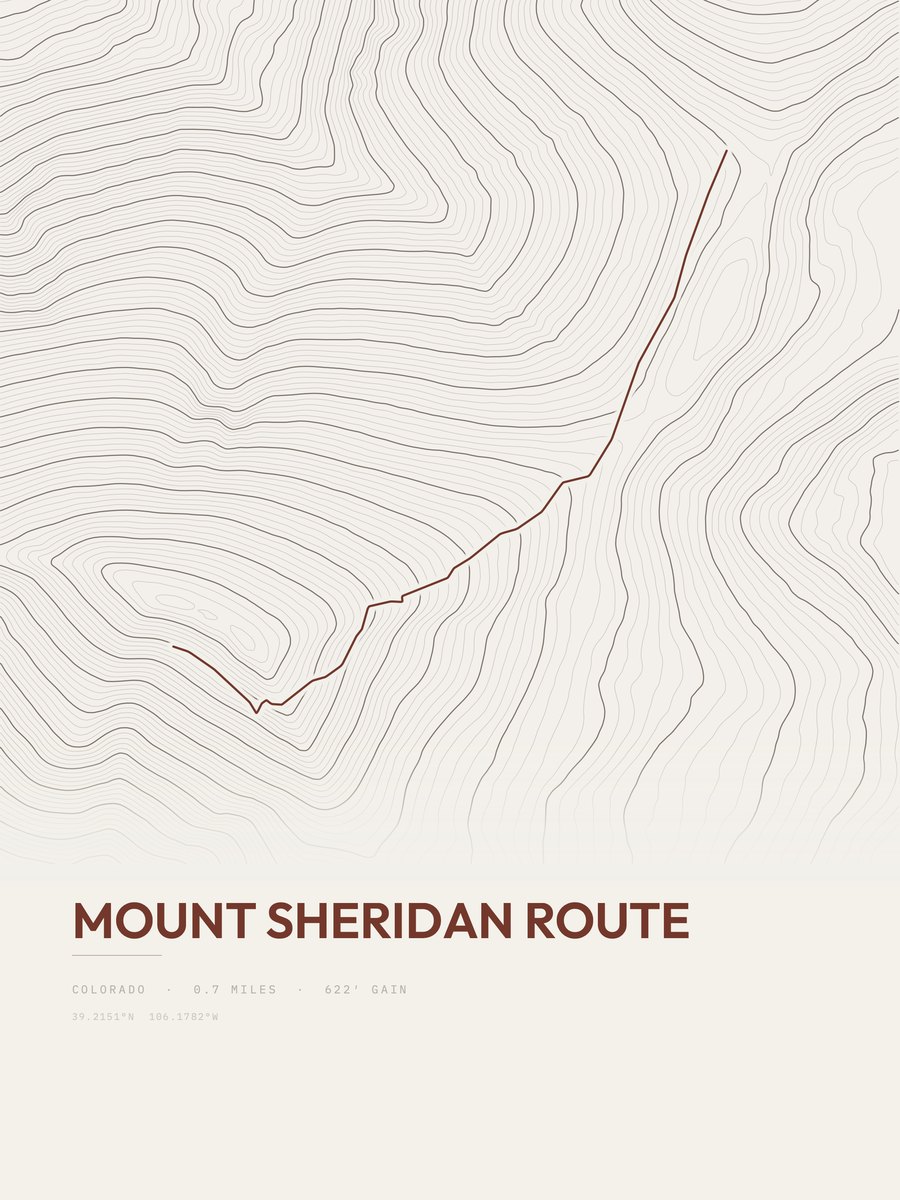 Mount Sheridan Route Topographic print