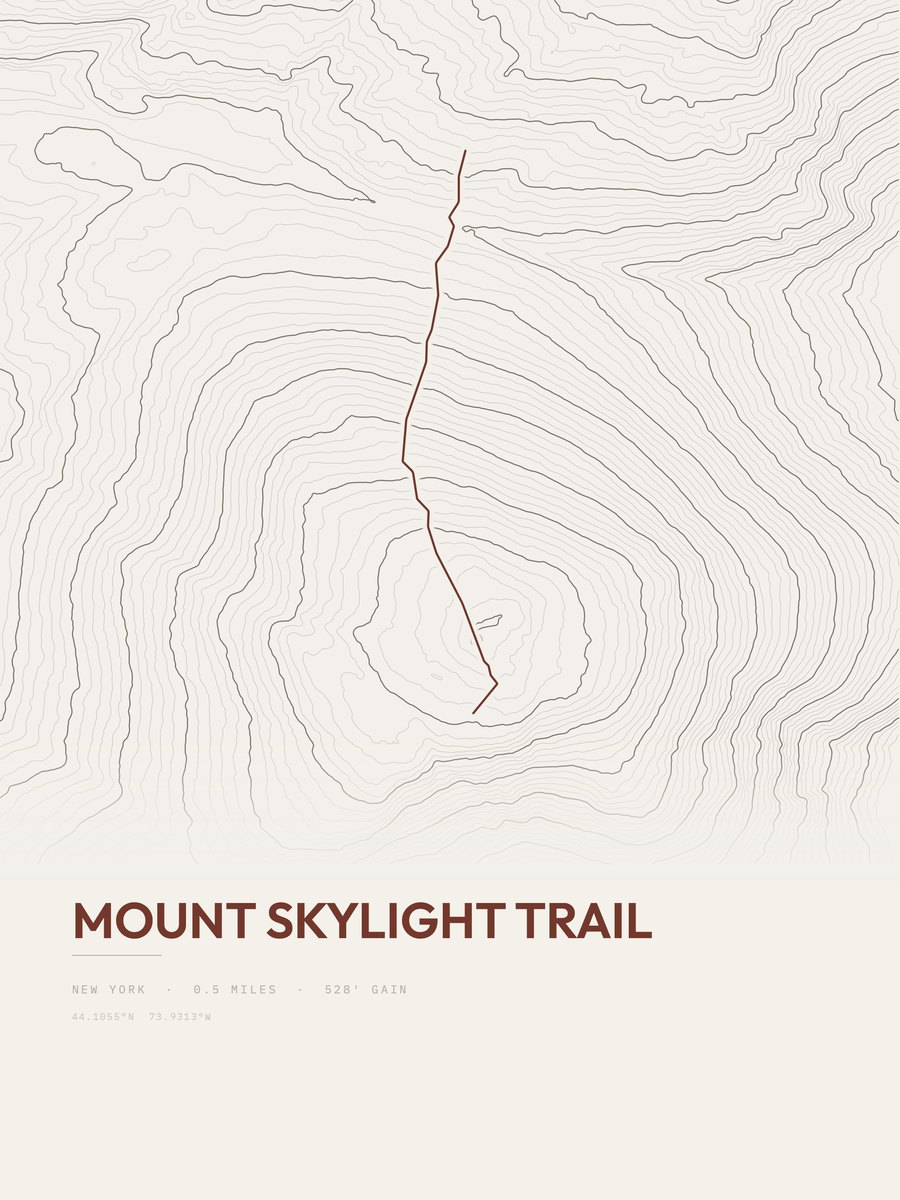 Mount Skylight Trail Topographic print