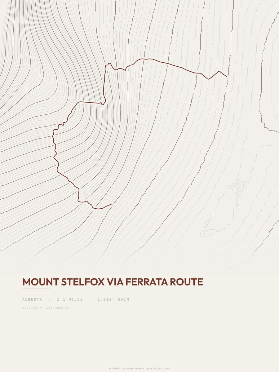 Mount Stelfox Via Ferrata Route topographic trail print