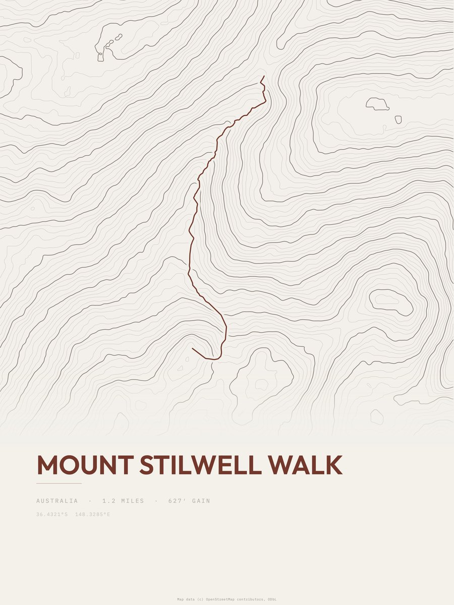 Mount Stilwell Walk topographic trail print