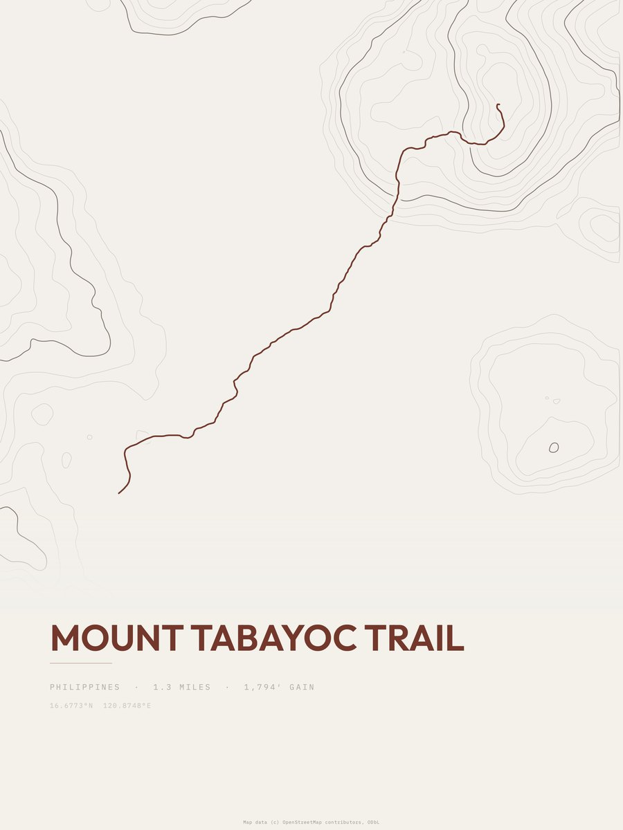 Mount Tabayoc Trail Topographic print