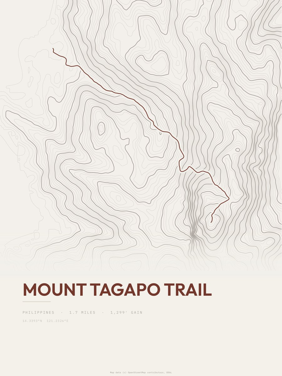 Mount Tagapo Trail topographic trail print