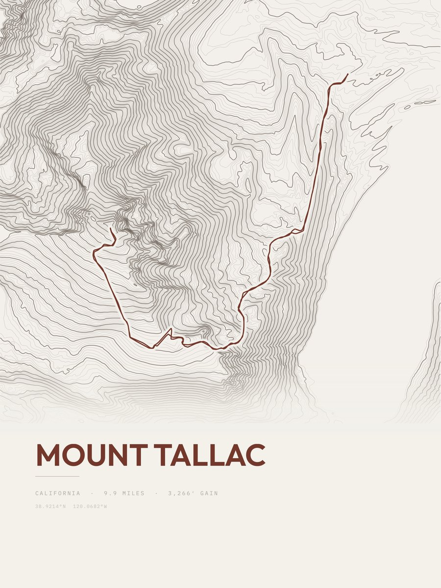 Mount Tallac Topographic print