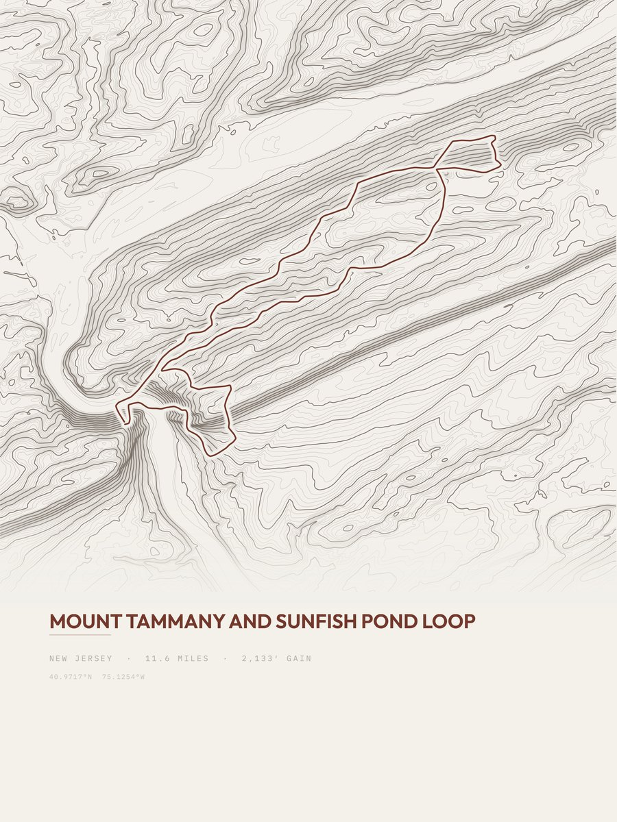 Mount Tammany topographic trail print