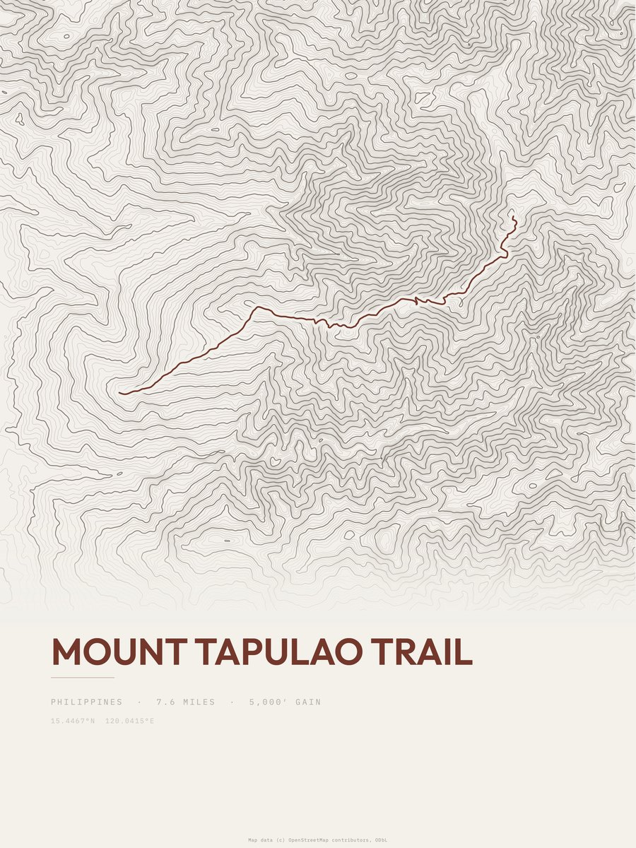 Mount Tapulao Trail topographic trail print