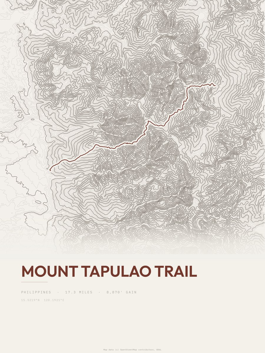 Mount Tapulao Trail topographic trail print