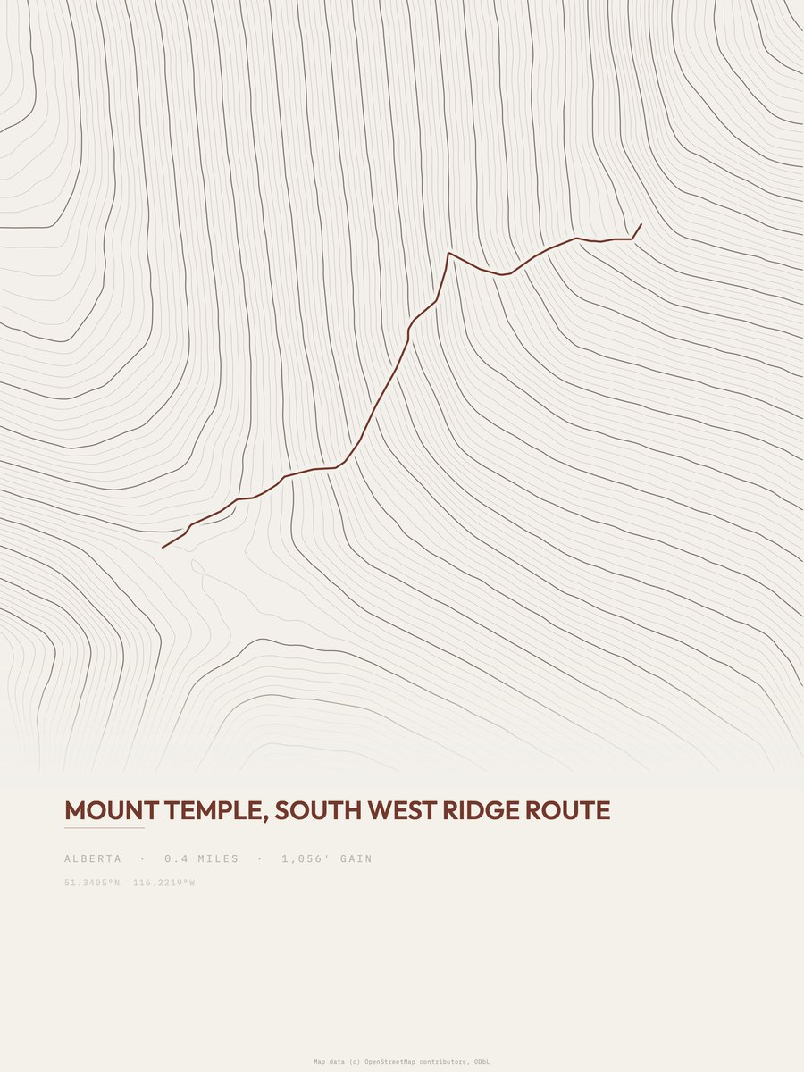 Mount Temple Topographic print