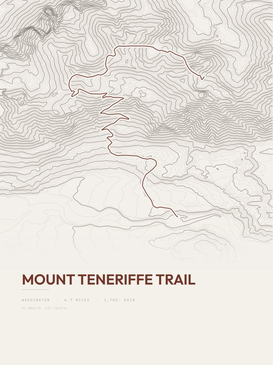 Mount Teneriffe Trail Topographic print
