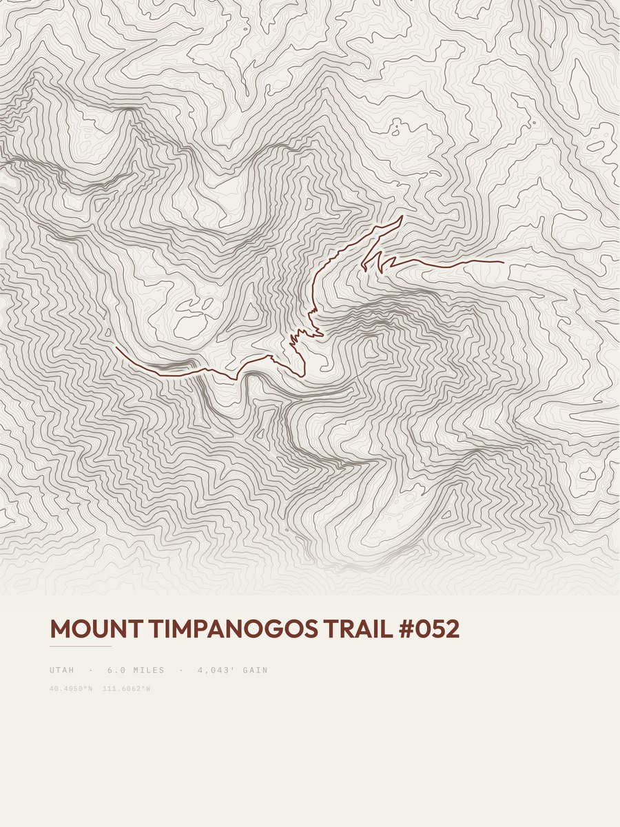 Mount Timpanogos Trail Topographic print