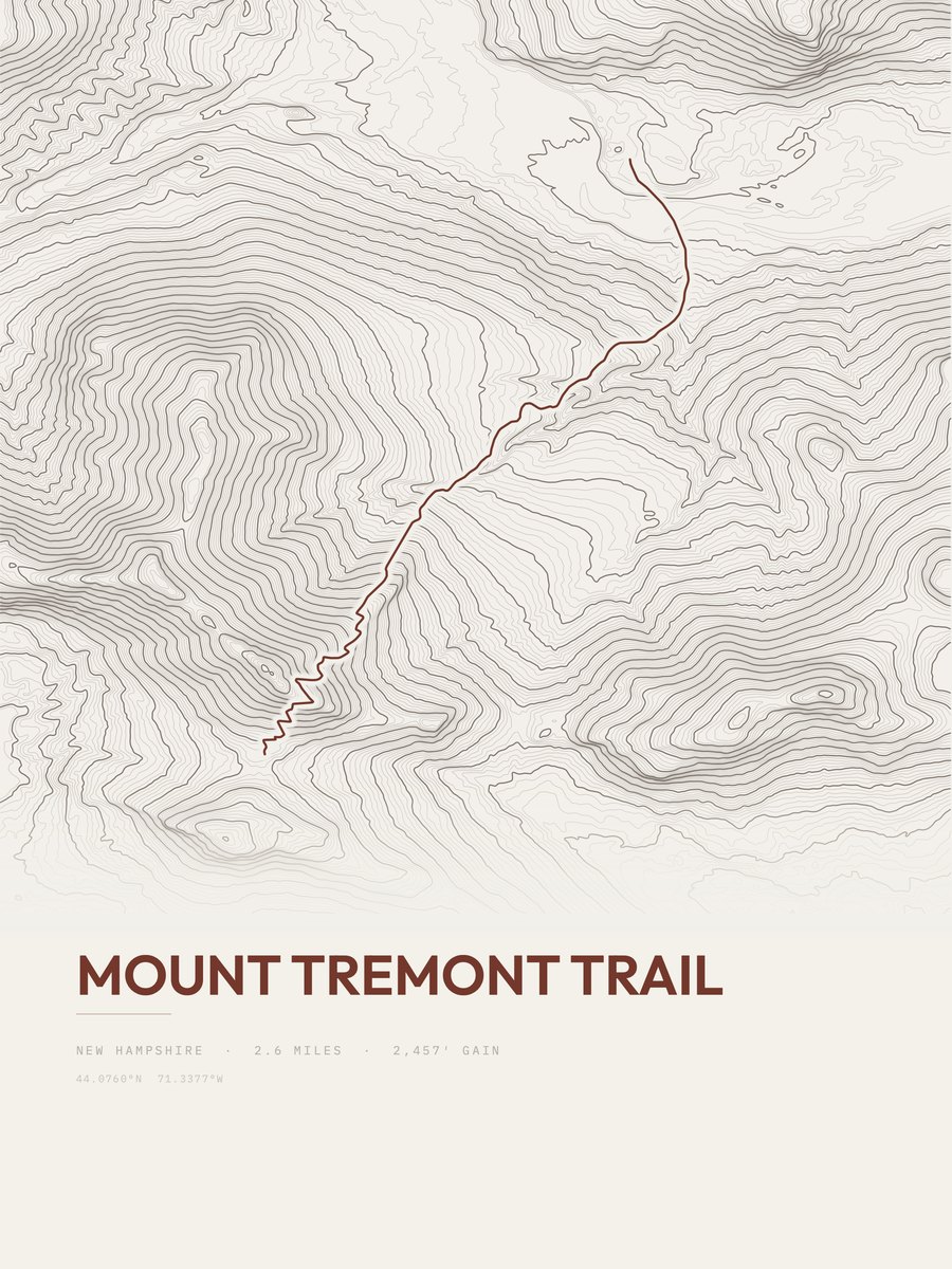 Mount Tremont Trail topographic trail print