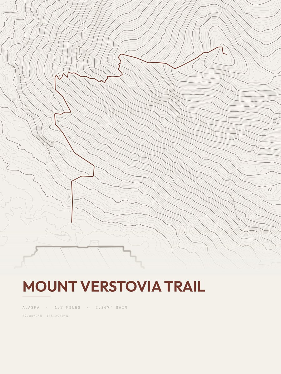 Mount Verstovia Trail Topographic print