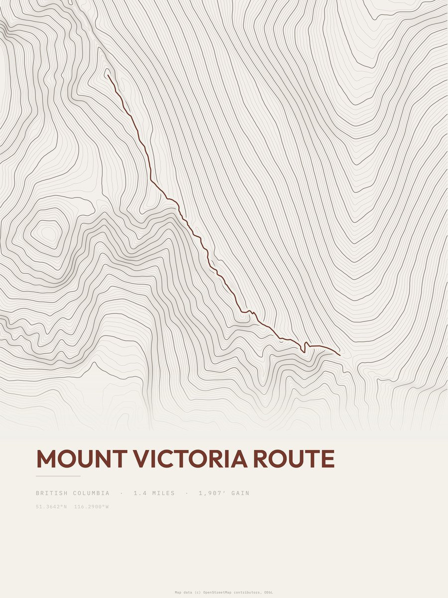 Mount Victoria Route Topographic print