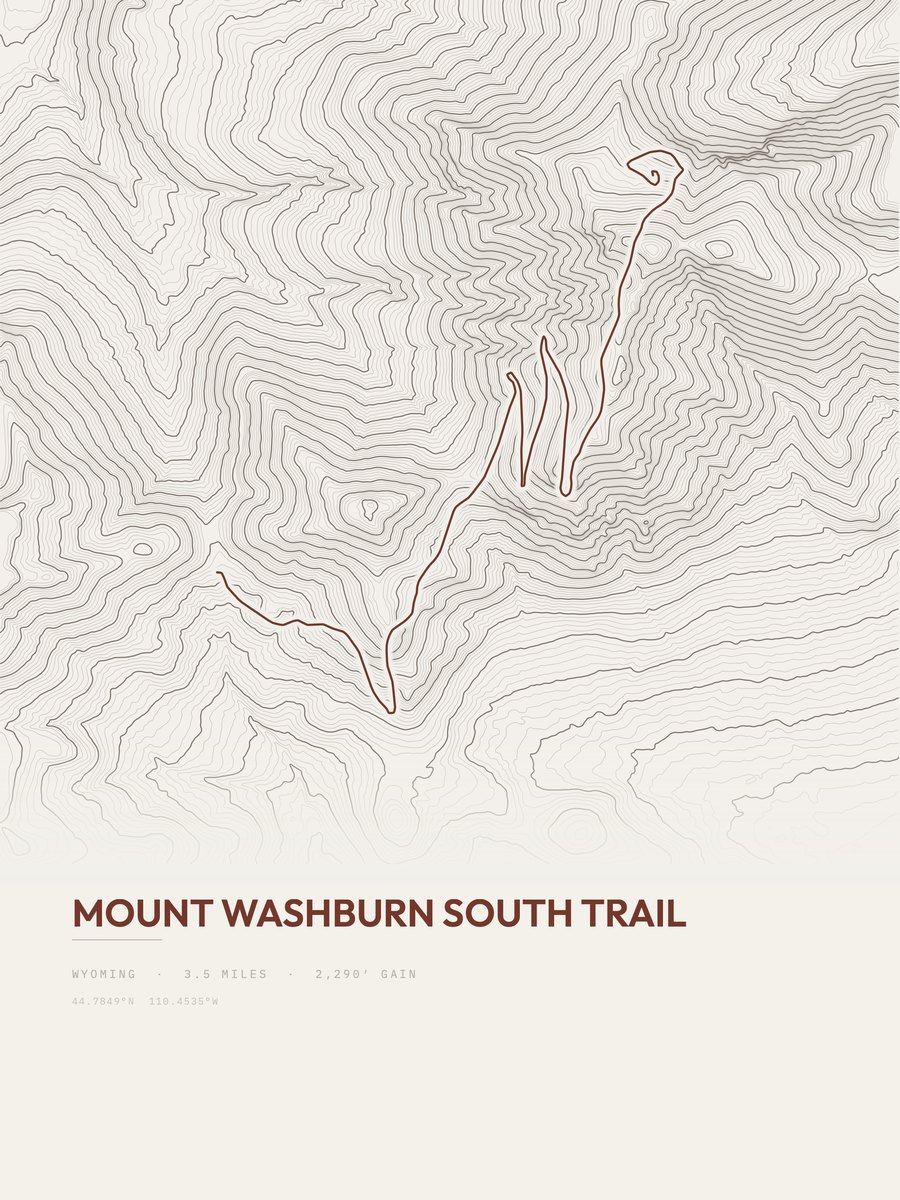 Mount Washburn South Trail Topographic print