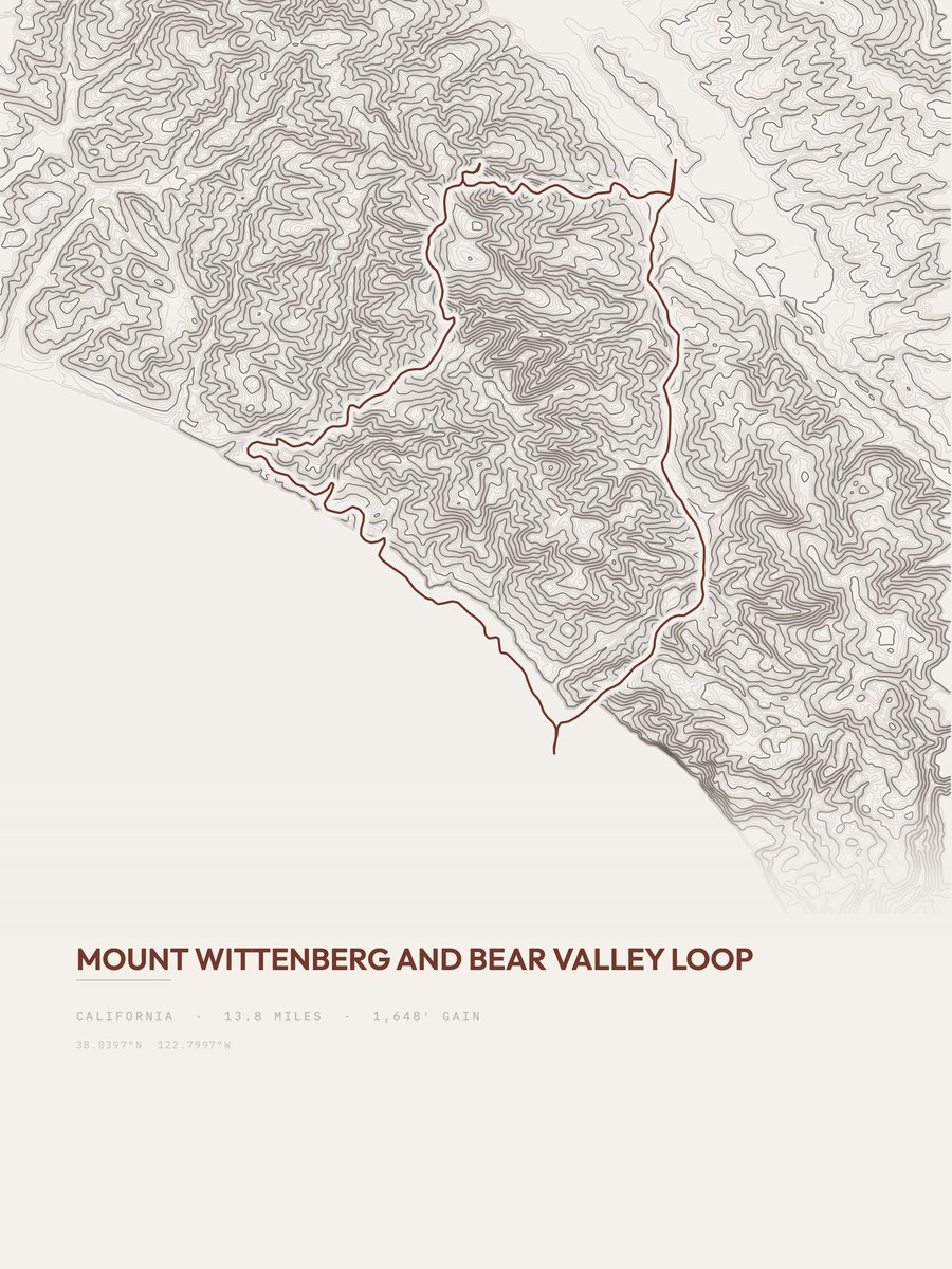 Mount Wittenberg topographic trail print