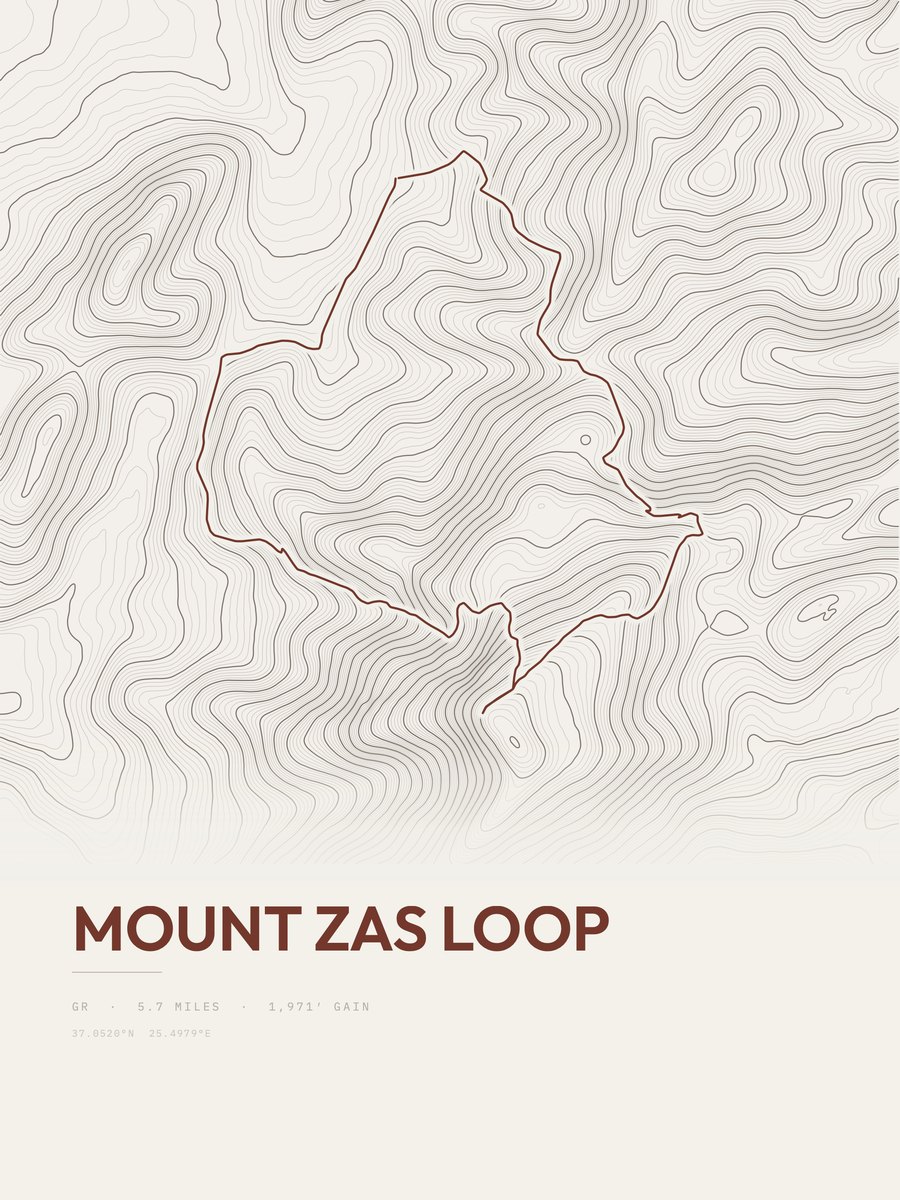 Mount Zas Loop Topographic print
