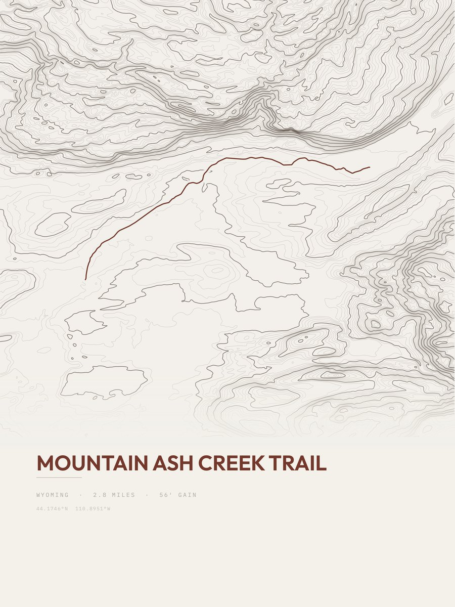 Mountain Ash Creek Trail topographic trail print