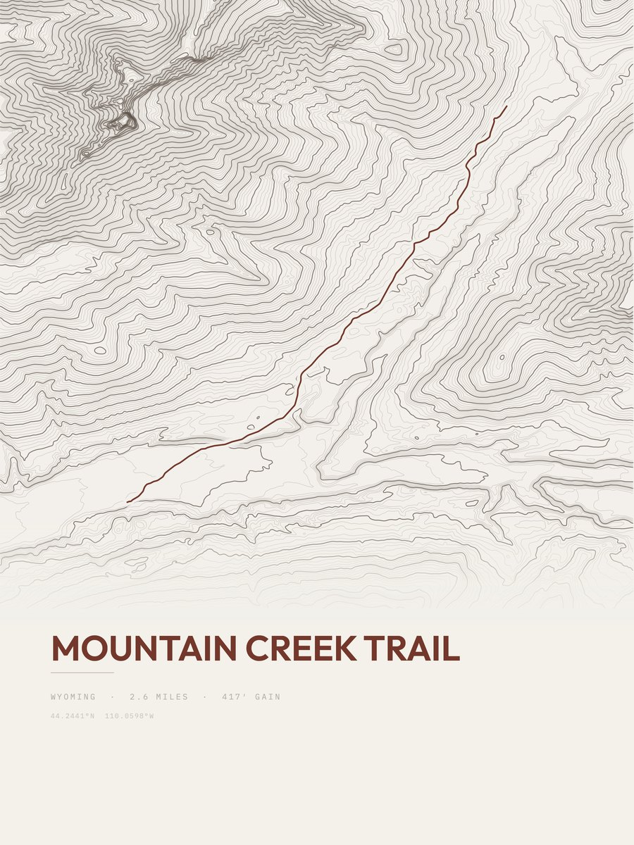 Mountain Creek Trail topographic trail print