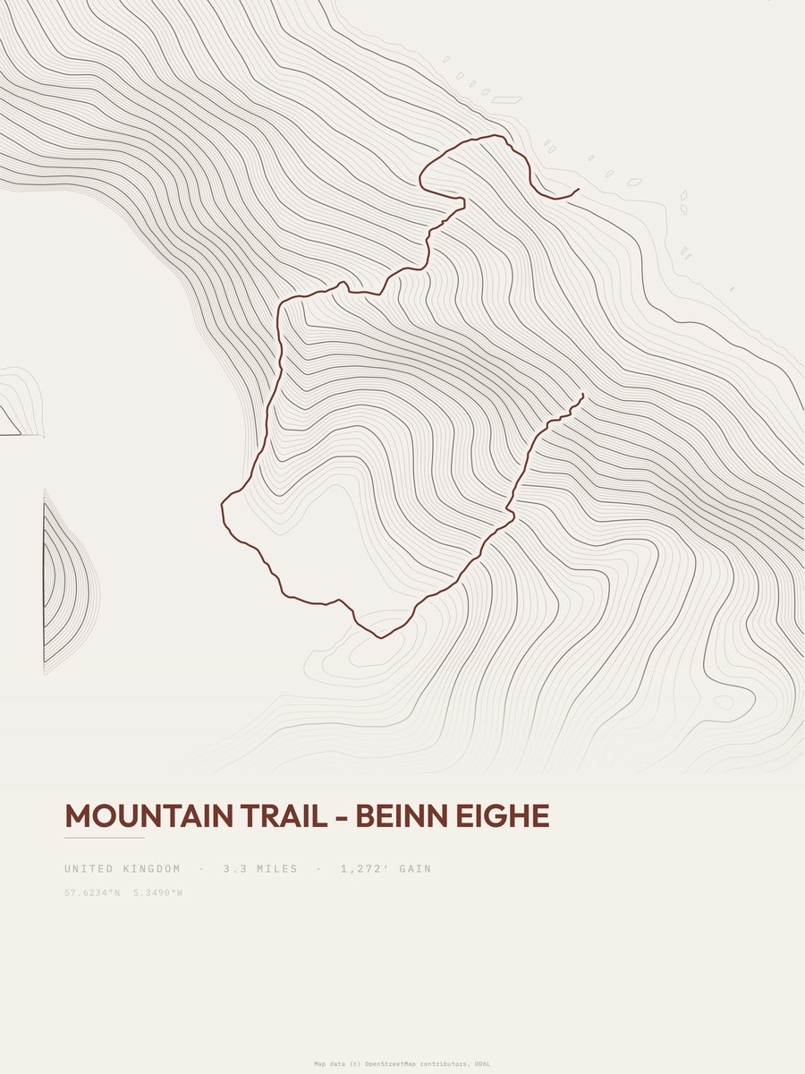Beinn Eighe topographic trail print