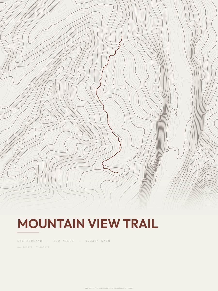 Mountain View Trail Topographic print