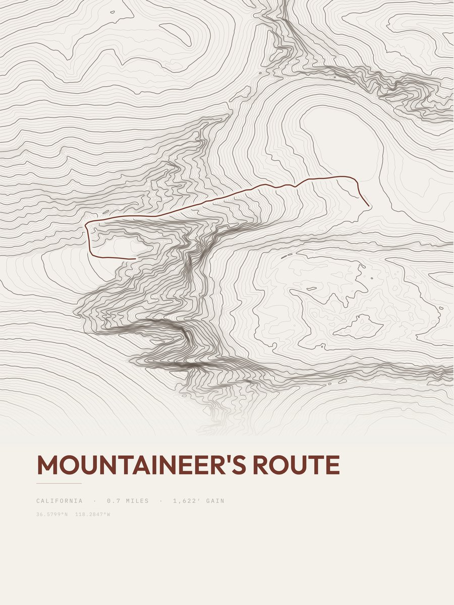 Mountaineer's Route topographic trail print