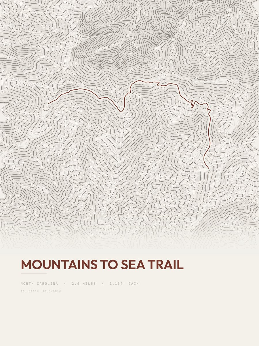 Mountains to Sea Trail Topographic print