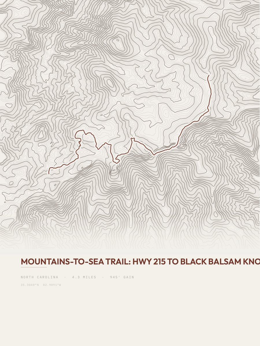 Mountains-to-Sea Trail topographic trail print