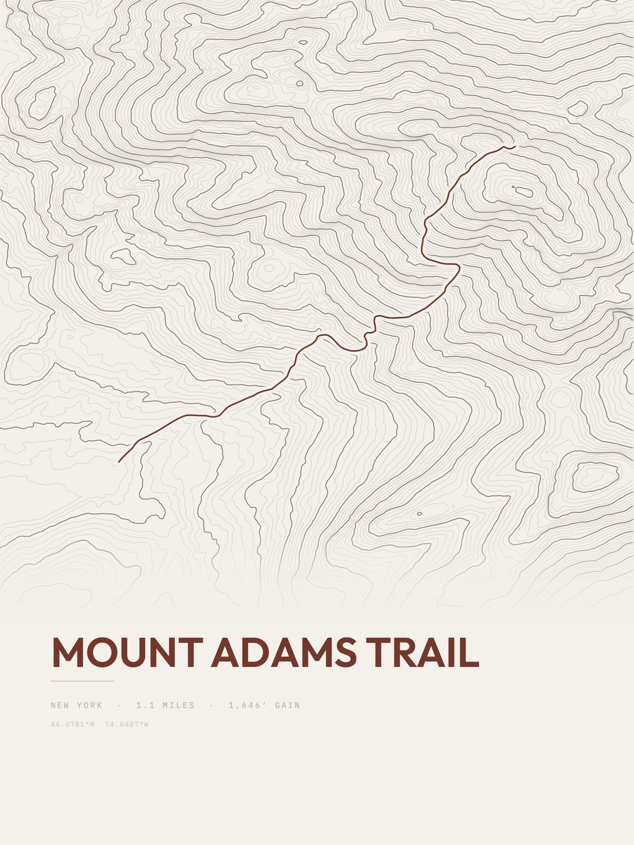Mount Adams Trail Topographic print
