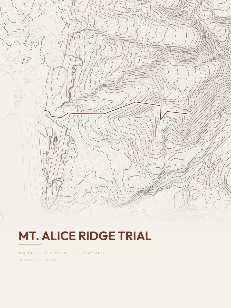 Mount Alice Ridge Trial Topographic print