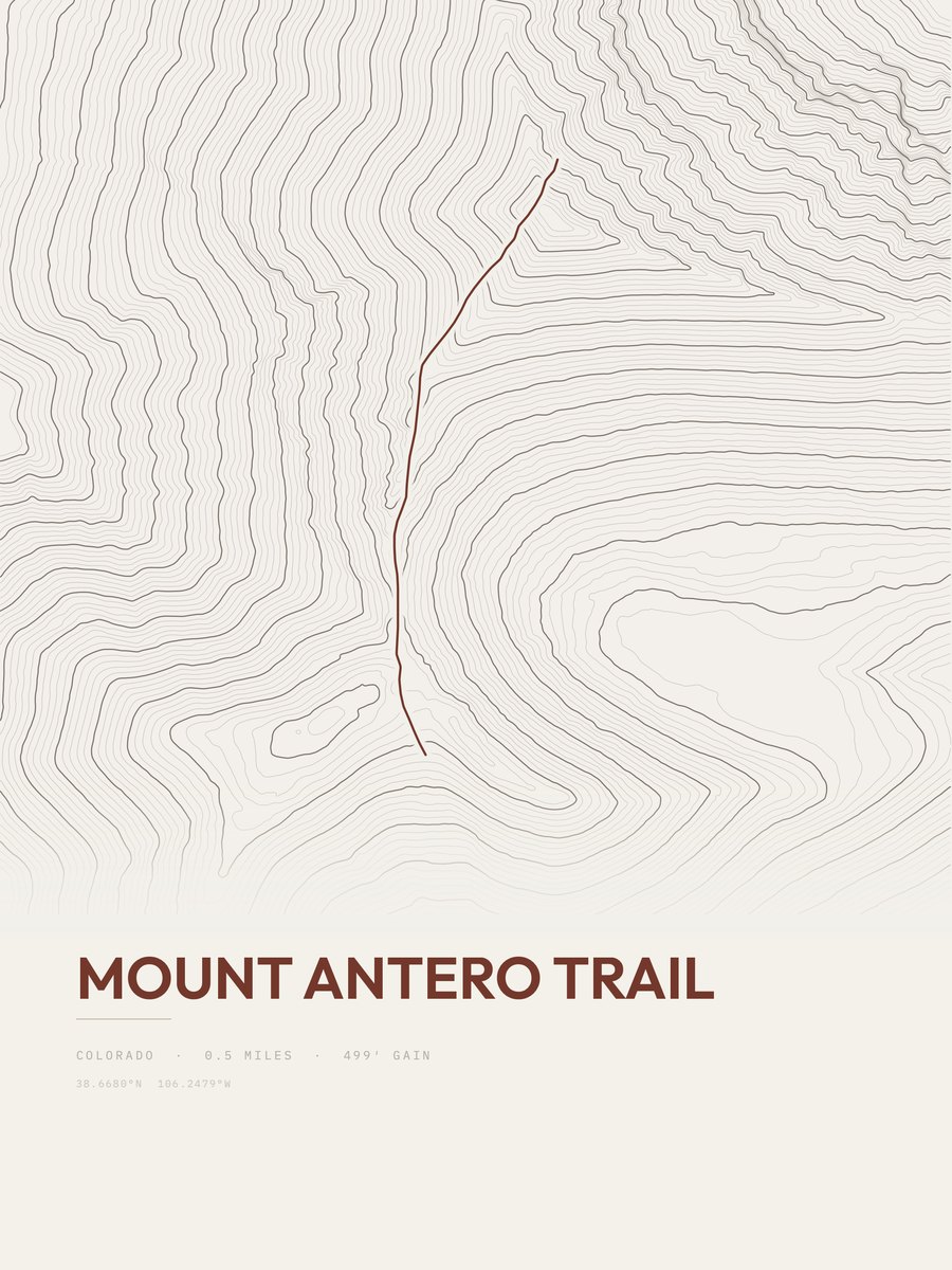 Mount Antero Trail topographic trail print