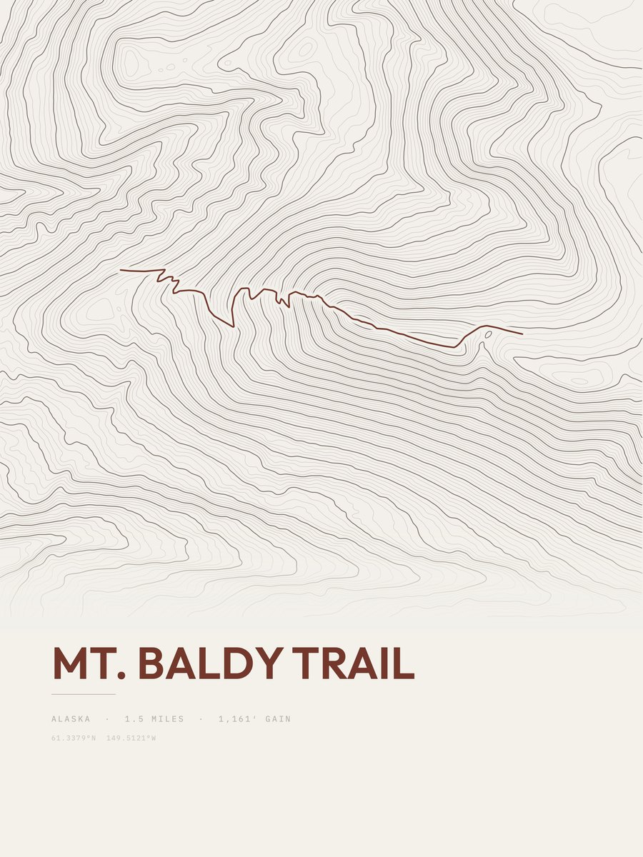 Mount Baldy Trail Topographic print