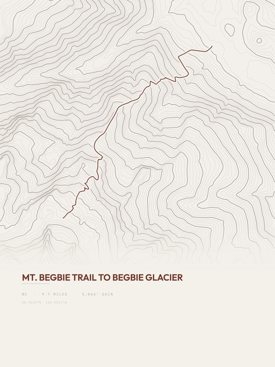 Begbie Glacier topographic trail print