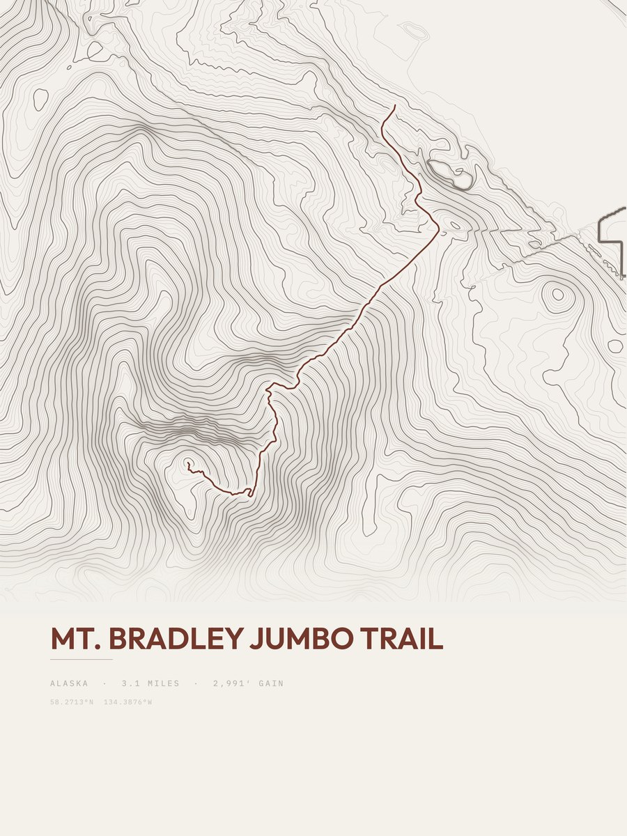 Mount Bradley Jumbo Trail Topographic print
