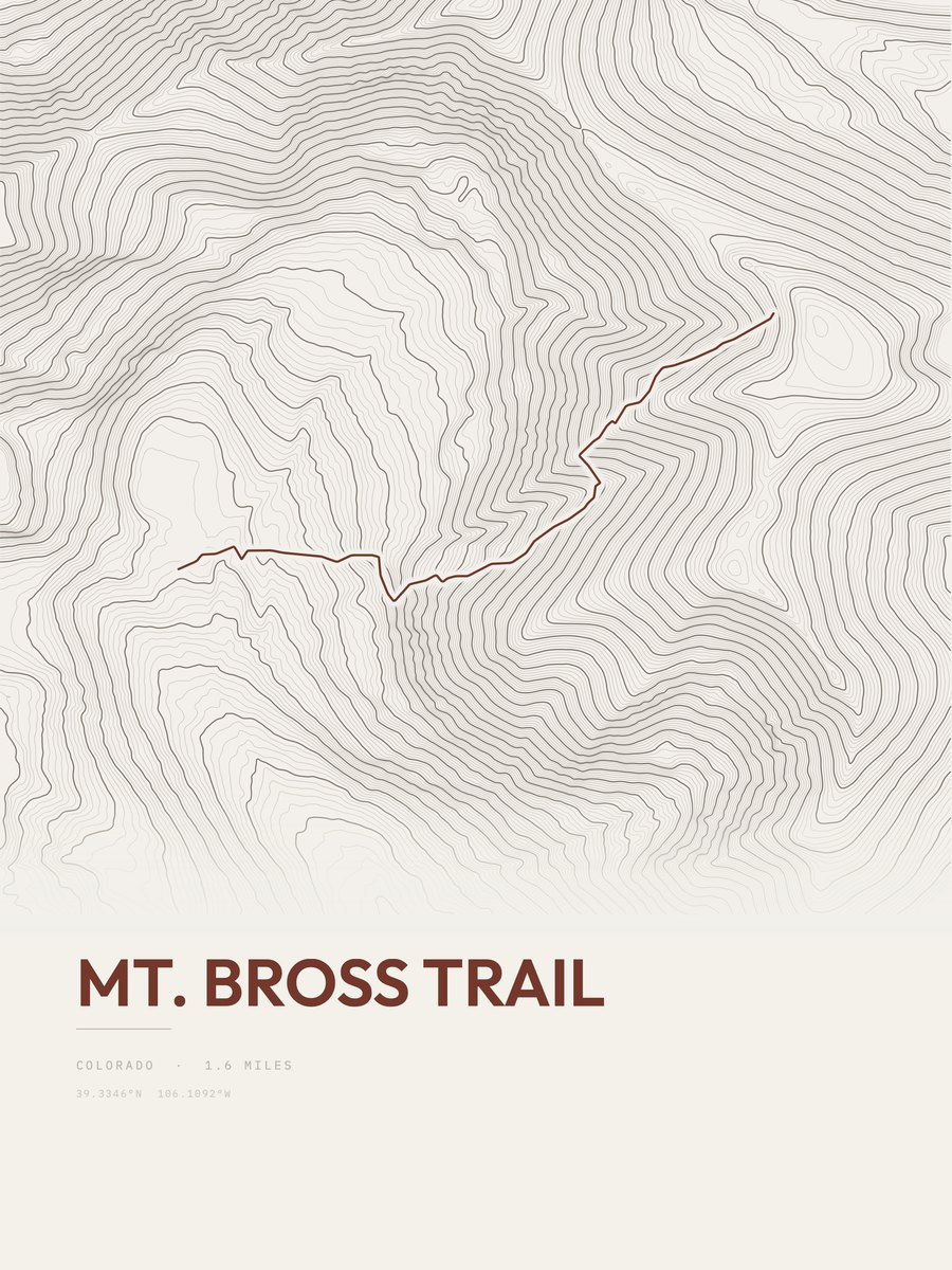 Mount Bross Trail topographic trail print