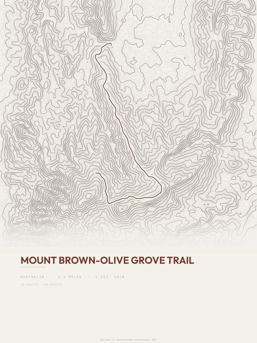 Mount Brown-Olive Grove Trail Topographic print