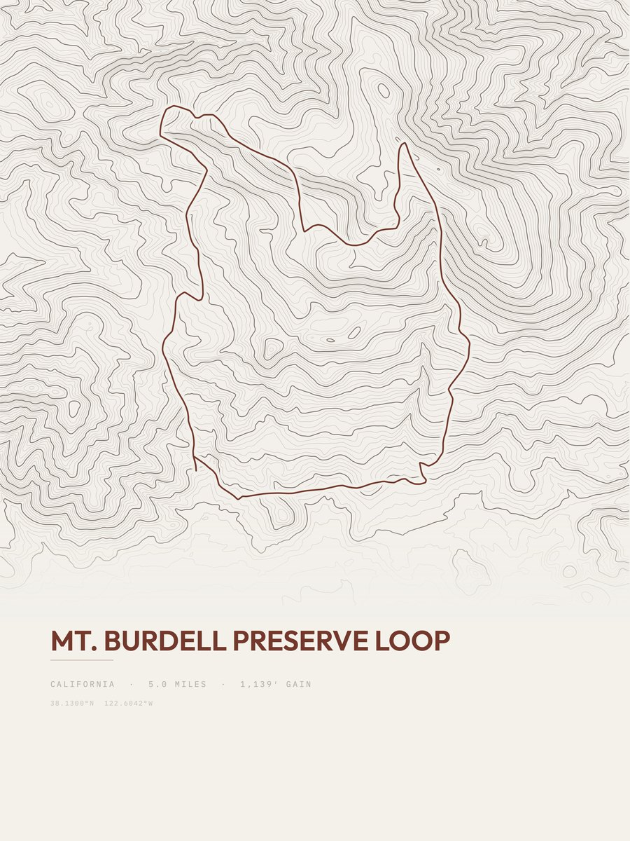 Mount Burdell Preserve Loop Topographic print