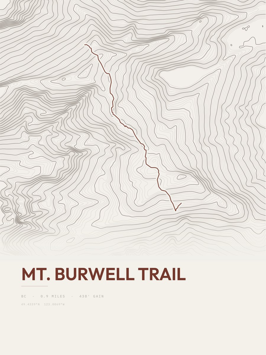 Mount Burwell Trail topographic trail print