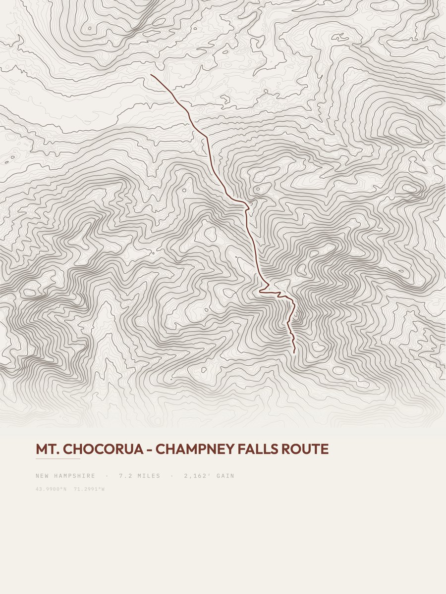 Mount Chocorua topographic trail print